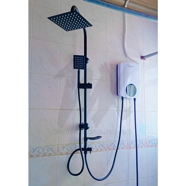 Anlabeier Digital Instant Water Heater with Pump + BLACK RAIN SHOWER SET