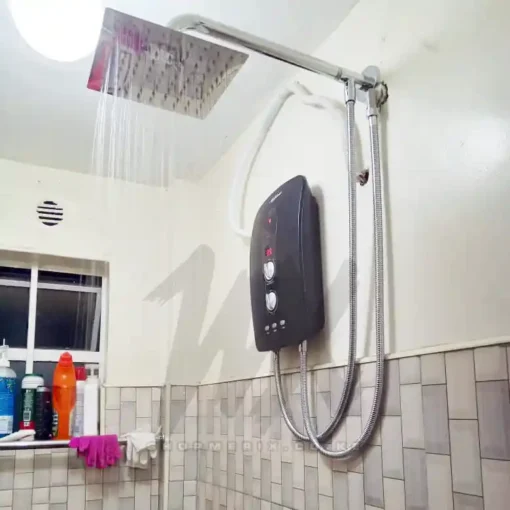 Black Anlabeier Instant Water Heater with Pump + RAIN SHOWER – For Extremely Salty Water